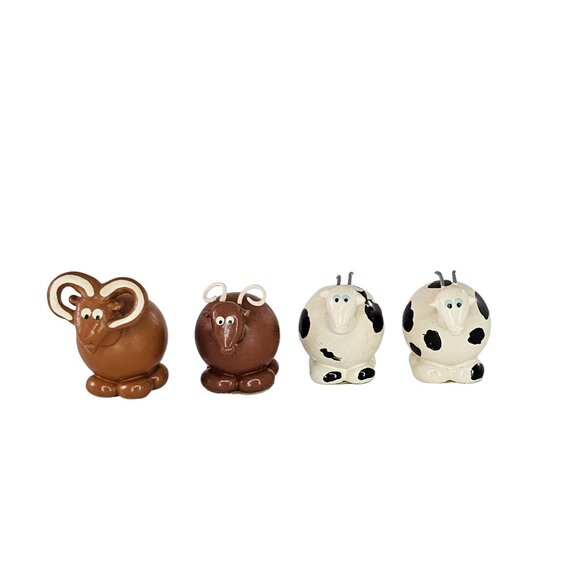 Miniature Brazilian Marble Animal Figurines Set Of 4 Ram Goat Cow Design - Picture 1 of 8